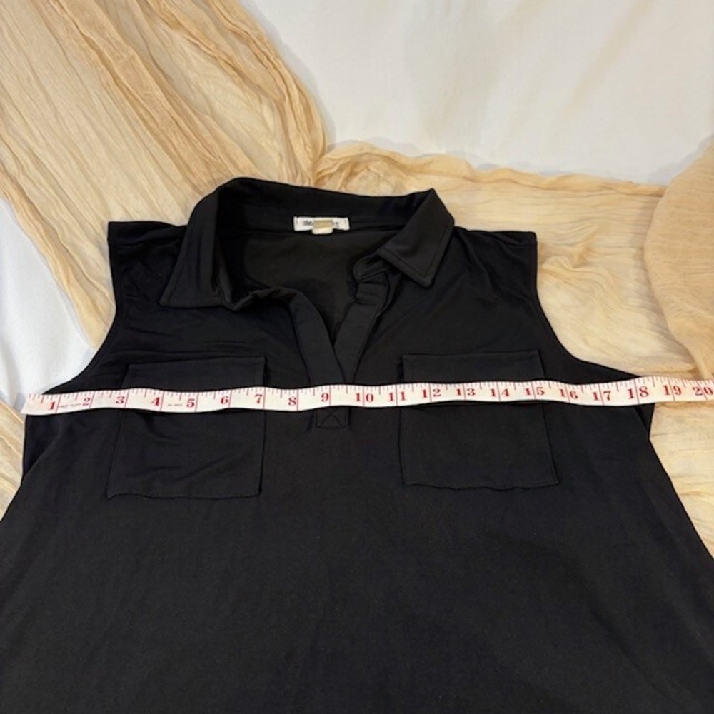 Blue Mood Womens Black Collared Sleeveless Blouse w/Pockets Size PXL - Picture 4 of 8